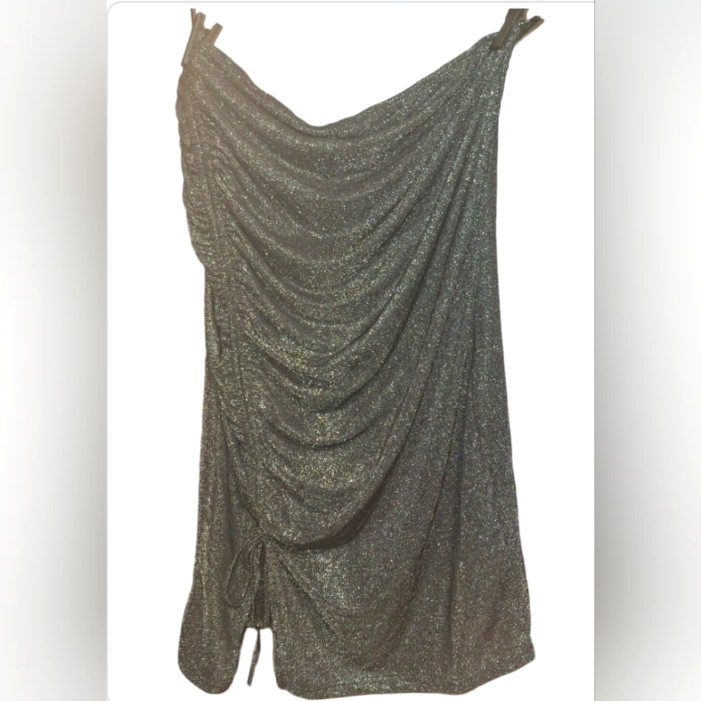 Strapless black shimmer dress